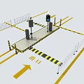 Public Parking Facility Entrance With Safety Barriers Payment Terminal And Arrow Indicators