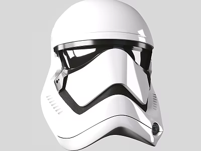 Classic White Helmet With Black Visor And Structural Design Details 3d model