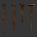 Four Rusty Metal Nails As Essential Hardware Tools For Projects 3d model