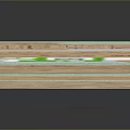 Wooden Pallet With Stacked Wooden Boards Green Straps Support Feet And Label