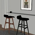 Modern Leather Bar Stools With Sleek Design And Contrasting Frame Colors 3d model