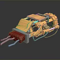 Orange Mechanical Character And Red Biological Creature 3D Model Featuring Crawler Track And Arm Structure 3d model