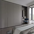 Modern Bedroom Interior With Neutral Tones Platform Bed White Accent Chair And Green Wall Art