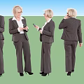 Multiple Businesswomen in Professional Suits Talking on Phones Using Smartphones From Various Angles