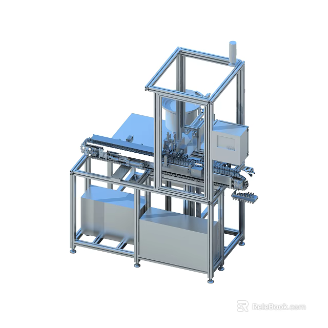 Industrial Equipment with Automated Conveyor System and Metal Frame Structure for Manufacturing Production Lines 3d model 