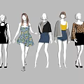 Fashion Mannequins Wearing Different Stylish Dresses Tops And Skirts In Modern