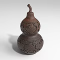 Decorative Gourd Shaped Wooden Furniture With Intricate Carved Patterns And Brown Finish