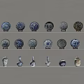 Traditional Ceramic Vessels With Blue And White Patterns Decorative Plates And Vases