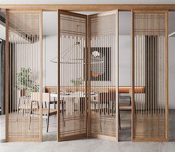 New Chinese Style Screen Solid Wood Partition Screen 3d model