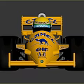 Yellow LOTUS Racing Car With CARMEL ELF Sponsor Logos And Large Tires