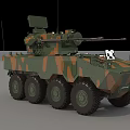 Military Armored Vehicle With Camouflage Pattern Six Wheel Drive And Turret Machine Gun