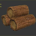Natural Wooden Logs Stacked With Visible Grain And Brown Texture