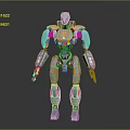 Futuristic Sci Fi Humanoid Robot Character With Silver Orange Mechanical Structure Design 3d model