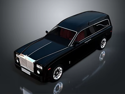 Black Luxury Limousine With Extended Body Chrome Grille And Red Interior 3d model