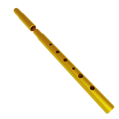 Shiny Yellow Brass Flute With Smooth Surface And Multiple Hole Design 3d model