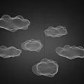 Five Cloud Shaped White Chandeliers Hanging On Dark Background For Modern Decor 3d model