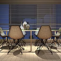 Modern Office Desk With Glass Top Metal Frame White Chairs And Vase Near Window Blinds