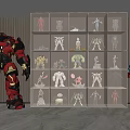 Display Cabinet with Collectible Action Figures Glass Shelves LED Lighting and Life Size Superhero Models