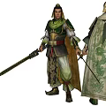 Ancient Chinese Game Movie Characters In Traditional Ornate Costumes With Green White Outfits