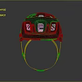 Stylish Dark Blue Sports Helmet with Neon Green Straps and Ventilated Design