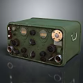 Vintage Military Style Green Electronic Device With Knobs Dials And Ports 3d model