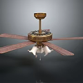 Elegant Ceiling Fan With Wooden Blades Metal Decoration And Lighting Fixture Design