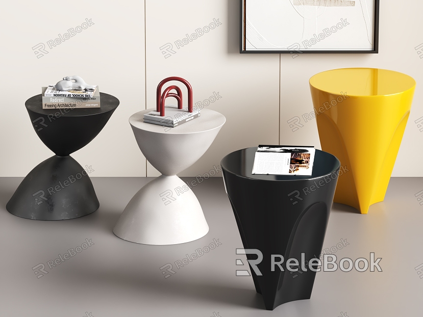 Modern Side Table Corner Table Small Coffee Table Ornaments Books model