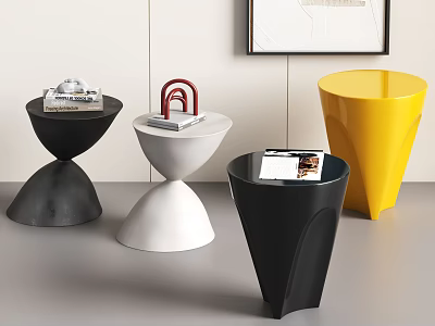 Modern Side Table Corner Table Small Coffee Table Ornaments Books 3d model