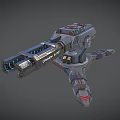 Futuristic Sci-Fi Weapon System With Gray Red Details And CINNDY B001 Design
