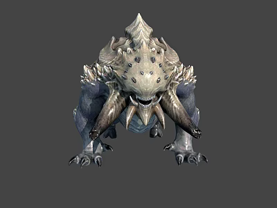 Fierce Fantasy Creature With Spiked Back Large Horns Sharp Teeth And Claws 3d model