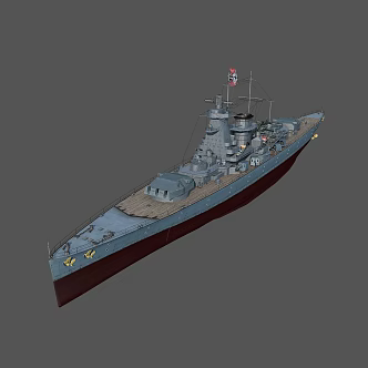 Modern battleship German pocket battleship 3d model