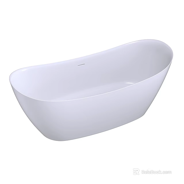 Modern White Freestanding Oval Bathtub With Sleek Smooth Surface Design 3d model