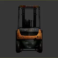 Old Rusty Forklift With Orange Blue Color Paint On Gray Background