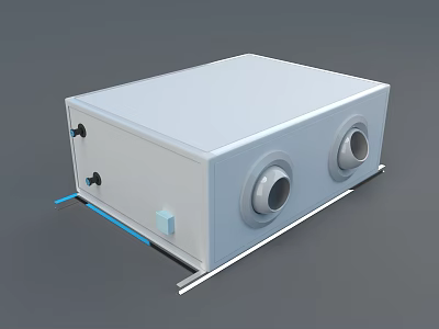 White Industrial Air Handling Unit With Circular Ports And Connecting Pipes For Ventilation Systems 3d model