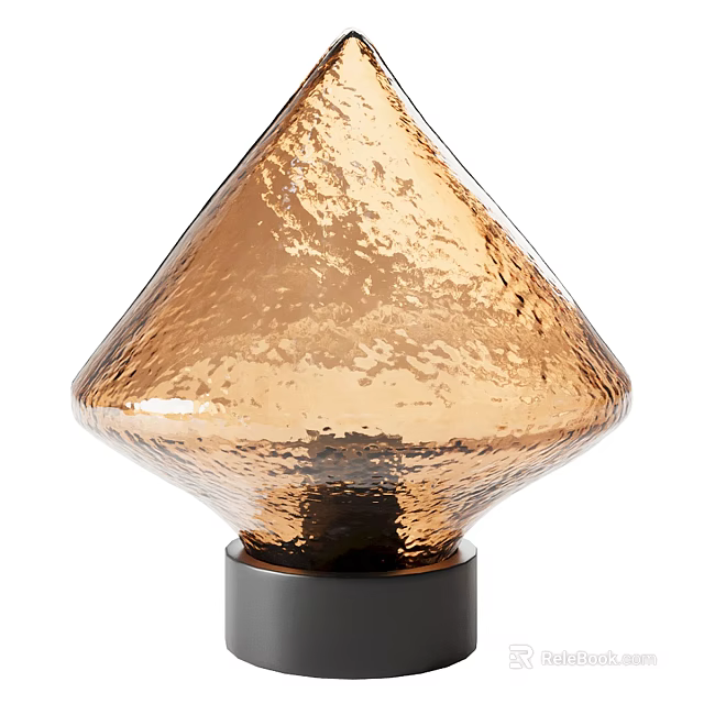 Amber Hammered Glass Table Lamp With Modern Design And Decorative Sturdy Base 3d model 