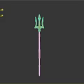 Golden Trident Weapon With Decorative Design And Shiny Metal Finish