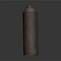 Rusted Cylindrical Metal Container With Domed Lid On Dark Background