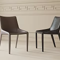 Modern Elegant Brown and Black Leather Dining Chairs With Wall Paneling Design