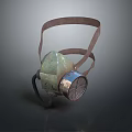Military Weapon Gas Mask with Green Face Mask Leather Strap and Metal Filter