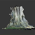 Natural Wooden Tree Stump Decoration With Detailed Texture And Green Grass Base