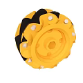 Industrial Equipment Heavy Duty Yellow Black Wheel With Hexagonal Center And Metal Bolts