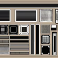 Various Air Conditioning Vents With Different Grid And Linear Design Styles