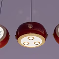 Red Drum Shaped Pendant Lights with Flame Patterns and BBQ Characters