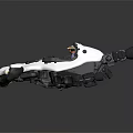 Futuristic Open Top White and Black Car with Seated Figure in Cockpit Design