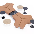 Modern public chair sofa coffee table combination 3d model