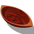 Wooden Boat Shaped Bathtub With Natural Wood Texture And Smooth Curved Edges