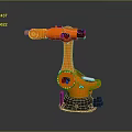 Orange Industrial Robotic Arm With Articulated Joints And Stable Metal Base