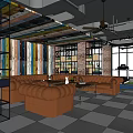 Modern Fitness Gym Interior With Treadmills Brick Walls Large Windows And Green Plants
