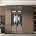 Modern Wardrobe Design With Sliding Doors Wooden Panels Internal Hanging Area And LED Lighting