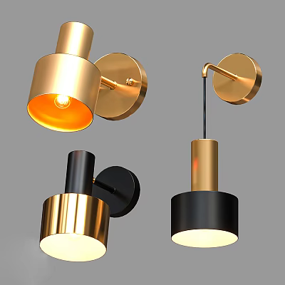 Modern Gold And Black Wall Lamps With Stylish Designs For Indoor Decor 3d model